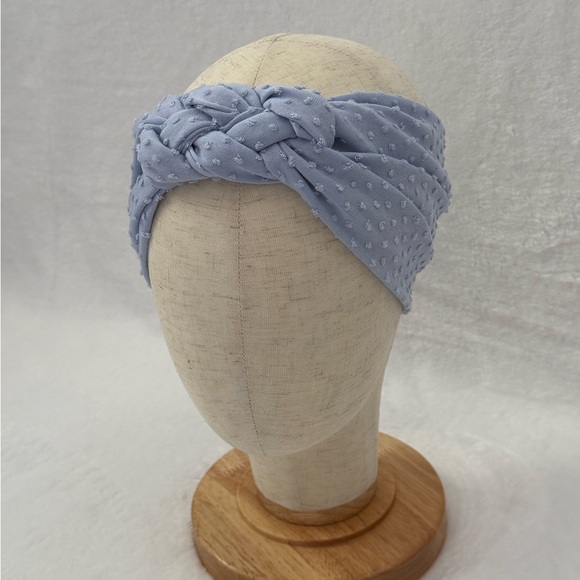 Light Blue Swiss Dot Sailor Knot Headband, Handmade & New Without Tag - Picture 9 of 9